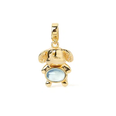Freqnc Atelier Women's Blue Mini Elephant Charm - Gold - Aquamarine
