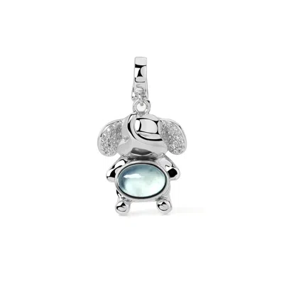 Freqnc Atelier Women's Blue Mini Elephant Charm - Silver - Aquamarine