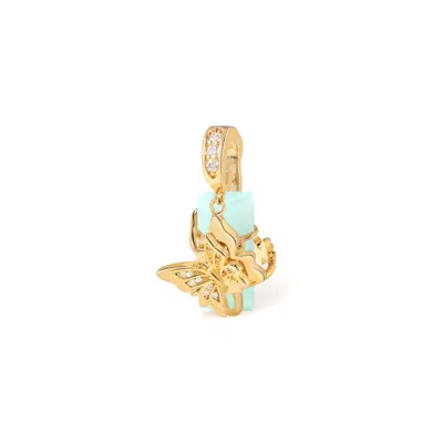 Freqnc Atelier Women's Blue Twin Butterfly Charm - Amazonite
