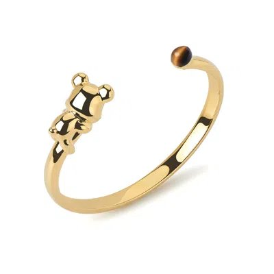 Freqnc Atelier Women's Brown Cuddly Bear Bangle Tiger Eye Bangle