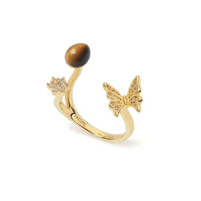 Freqnc Atelier Women's Butterfly Ring - Brown