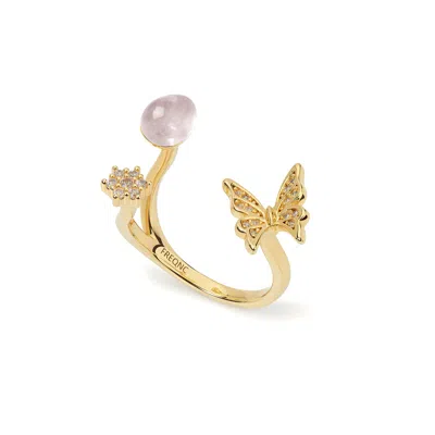 Freqnc Atelier Women's Butterfly Ring - Pink