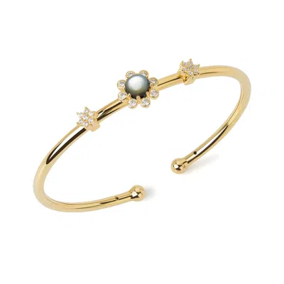 Freqnc Atelier Women's Eight Petals Bangle - Gold - Black Mother Of Pearl