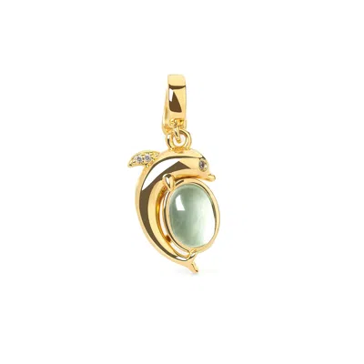 Freqnc Atelier Women's Green Mini Dolphin Charm - Gold - Prehnite