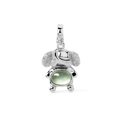 Freqnc Atelier Women's Green Mini Elephant Charm - Silver - Prehnite
