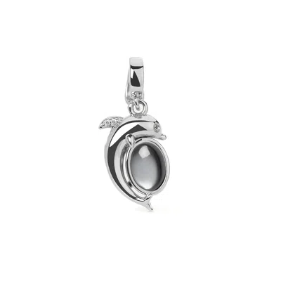 Freqnc Atelier Women's Mini Dolphin Charm - Silver - Black Mother Of Pearl