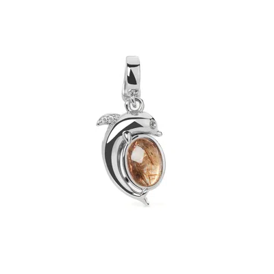 Freqnc Atelier Women's Mini Dolphin Charm - Silver - Super Seven In Gray