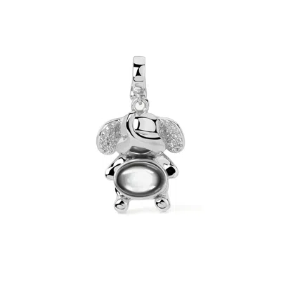 Freqnc Atelier Women's Mini Elephant Charm - Silver - Black Mother Of Pearl