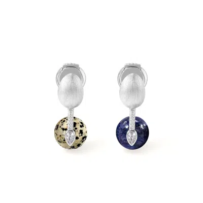 Freqnc Atelier Women's Orphic Egg Earrings - Dalmatian Jasper & Lapis Lazuli In Multi