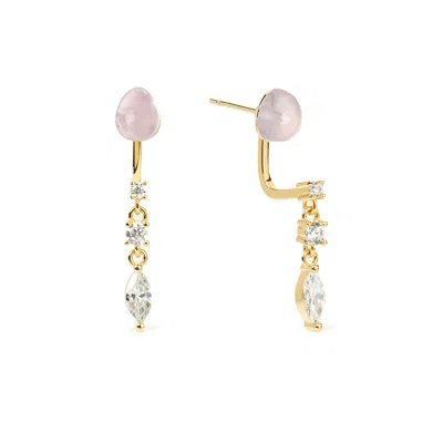 Freqnc Atelier Women's Pink Serpent Earrings Rose Quartz Ear Jackets
