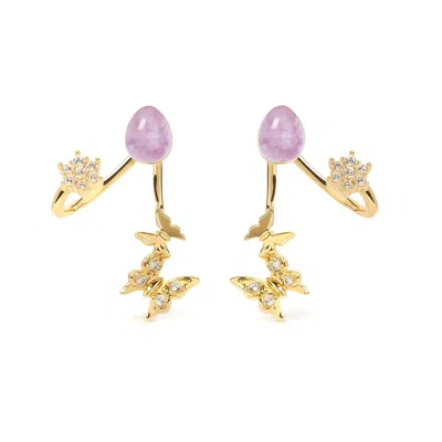 Freqnc Atelier Women's Purple Butterfly Earrings Amethyst Ear Jackets