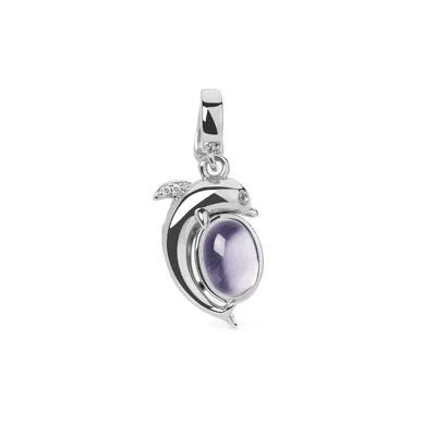 Freqnc Atelier Women's Purple Mini Dolphin Charm - Silver - Amethyst