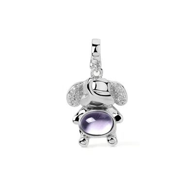 Freqnc Atelier Women's Purple Mini Elephant Charm - Silver - Amethyst
