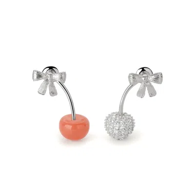 Freqnc Atelier Women's Silver Ma Chérie Red Agate Cherry Earrings