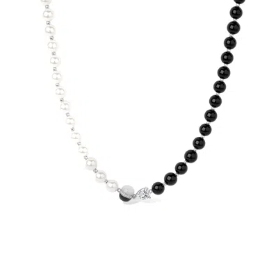 Freqnc Atelier Women's Silver Ouroboros Black Onyx & Pearl Choker