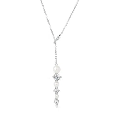 Freqnc Atelier Women's Silver Ouroboros Pearl Drop Necklace