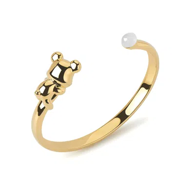 Freqnc Atelier Women's White Cuddly Bear Bangle Moonstone Bangle