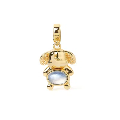 Freqnc Atelier Women's White Mini Elephant Charm - Gold - Blue Moonstone