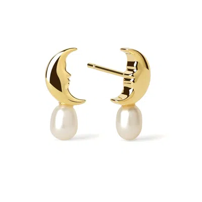 Freqnc Atelier Women's White Moon Earrings - Pearl - Heart Chakra