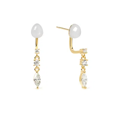 Freqnc Atelier Women's White Serpent Earrings Moonstone Ear Jackets