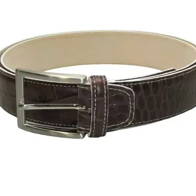 Fresco Golf Men's Leather Alligator Embossed Belt In Dark Brown