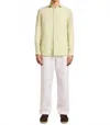 Frescobal Carioca Antonio Gd Linen Long Sleeve Shirt In Pistachio In Yellow
