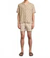 Frescobal Carioca Roberto Palmeira Printed Linen Short Sleeve Top In Dried Moss In Brown