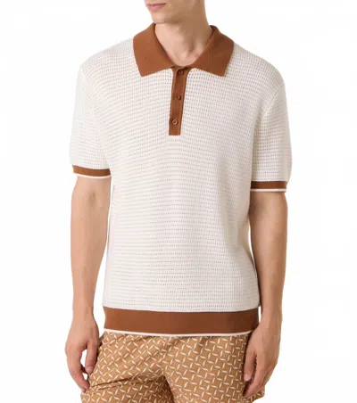 Frescobal Carioca Vidal Pointelle Cotton Polo Shirt In Ivory / Dark Almond In Multi