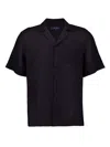 Frescobol Carioca Angelo Camp-collar Linen Shirt In Black
