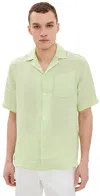 Frescobol Carioca Angelo Linen Bowling Shirt In Green