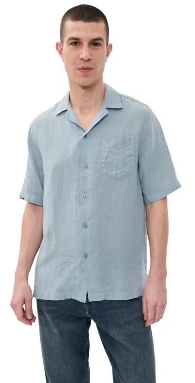 Frescobol Carioca Angelo Gd Linen Short Sleeve Shirt Coastal Blue