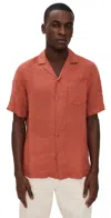 Frescobol Carioca Angelo Linen Bowling Shirt In Pink