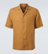 Frescobol Carioca Angelo Linen Bowling Shirt In Brown