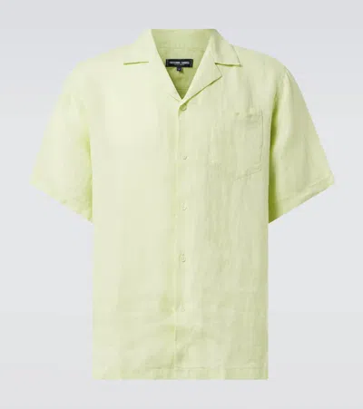 Frescobol Carioca Angelo Linen Bowling Shirt In Green