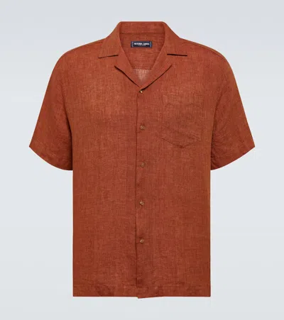 Frescobol Carioca Angelo Linen Bowling Shirt In Red