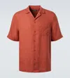 Frescobol Carioca Angelo Linen Bowling Shirt In Pink