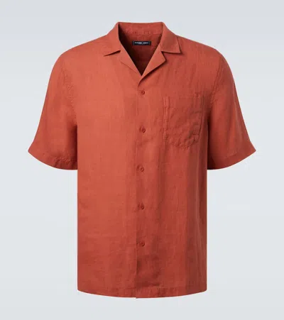 Frescobol Carioca Angelo Linen Shirt In Brown