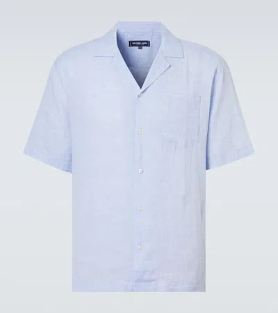 Frescobol Carioca Angelo Linen Shirt In Blue