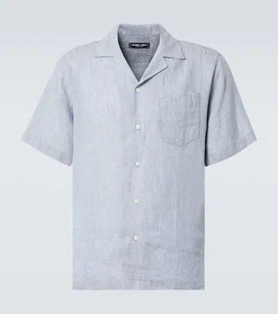 Frescobol Carioca Angelo Linen Shirt In Blue