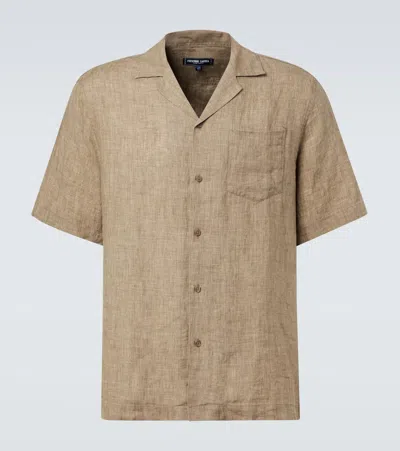 Frescobol Carioca Angelo Linen Shirt In Brown