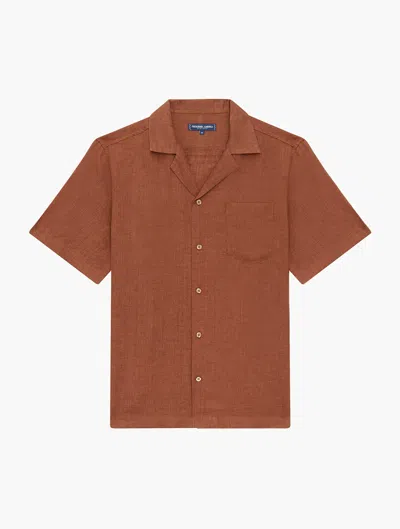 Frescobol Carioca Angelo Linen Shirt In Dark Coral