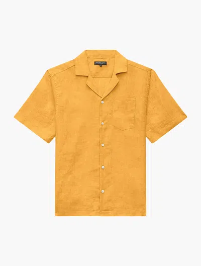 Frescobol Carioca Men's Solid Linen Camp Shirt In Golden Sun