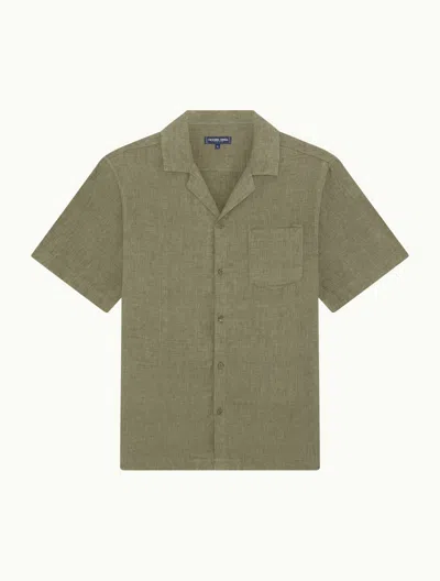 Frescobol Carioca Angelo Linen Shirt In Green