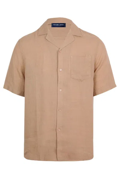 Frescobol Carioca Angelo Linen Shirt Pale Copper In Brown