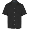 Frescobol Carioca Angelo Linen Shirt Short Sleeve Black In Blue