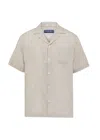 Frescobol Carioca Angelo Linen Shirt Short Sleeve Ecru In Neutral