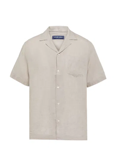 FRESCOBOL CARIOCA ANGELO LINEN SHIRT SHORT SLEEVE ECRU