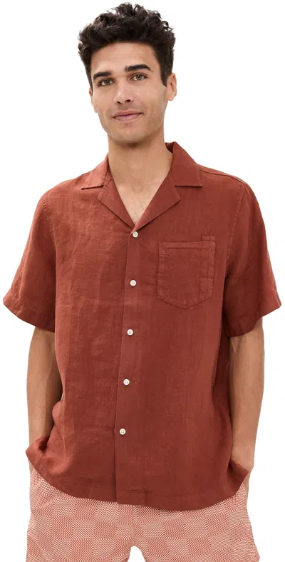 Frescobol Carioca Angelo Linen Shirt Silk Brown