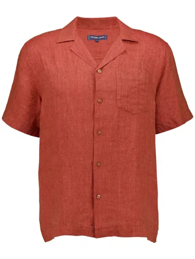 Frescobol Carioca Angelo Camp-collar Linen Shirt In Red