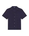 Frescobol Carioca Angelo Short Sleeve Chambray Camp Shirt In Midnight Blue